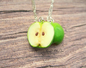 Green Apple Halves BFF Set - Charms/Necklaces/Keychains - MTO