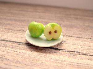 Green Apple Halves - Stud Earrings - MTO
