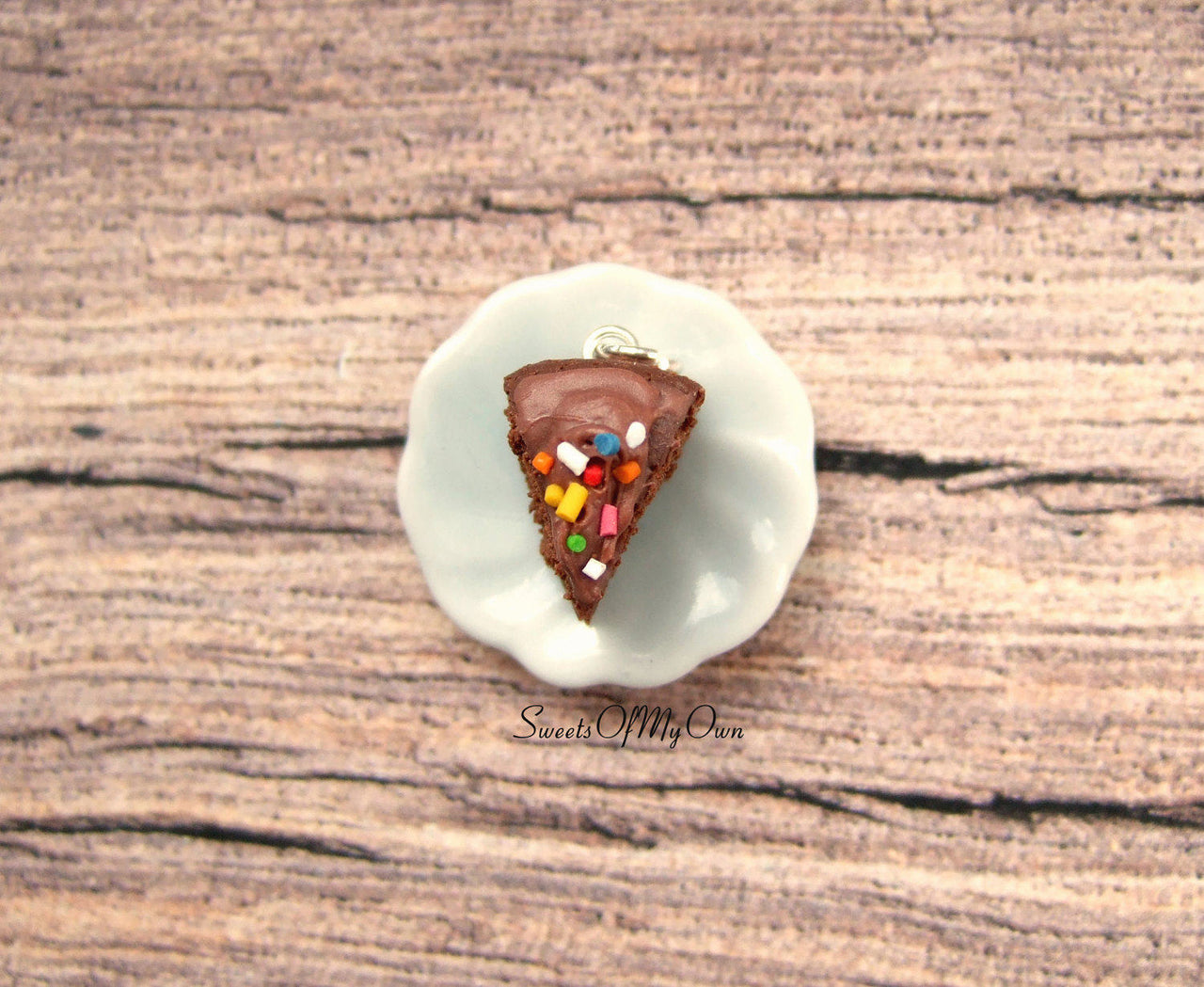 Chocolate Cake with Sprinkles Charm - SweetsOfMyOwn