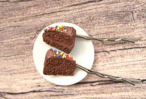 Chocolate Cake with Sprinkles - Hair Clip - MTO