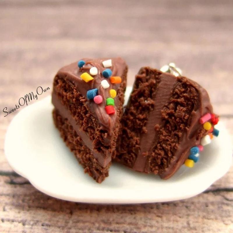 Chocolate Cake with Sprinkles - Dangle Earrings - SweetsOfMyOwn