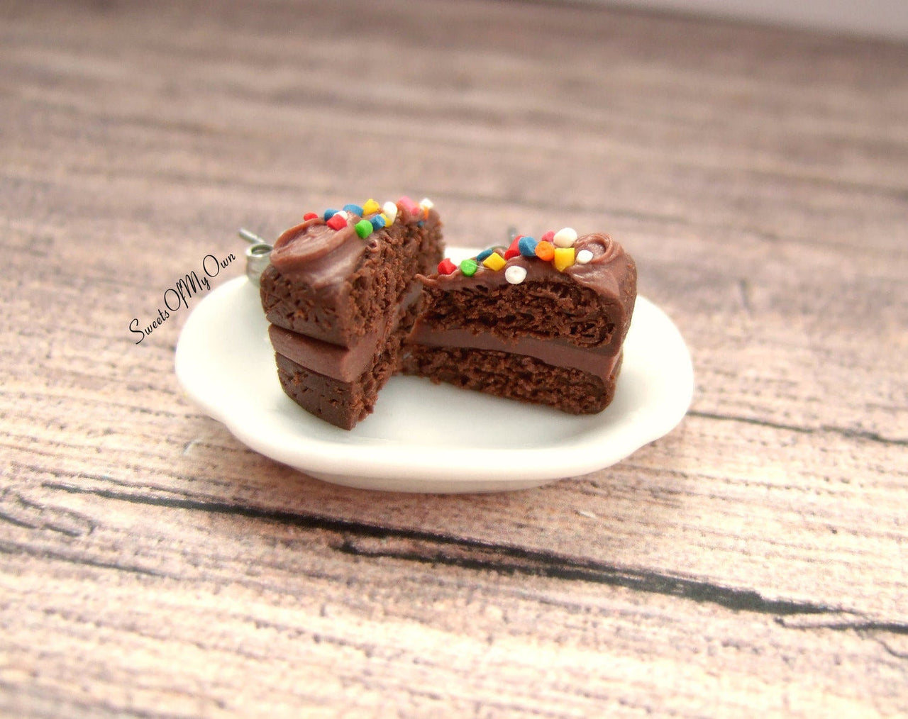 Chocolate Cake with Sprinkles Stud Earrings - SweetsOfMyOwn