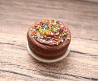 Thumbnail for MTO Miniature Chocolate Cake with Sprinkles - Doll House Food 1:12 Scale - SweetsOfMyOwn