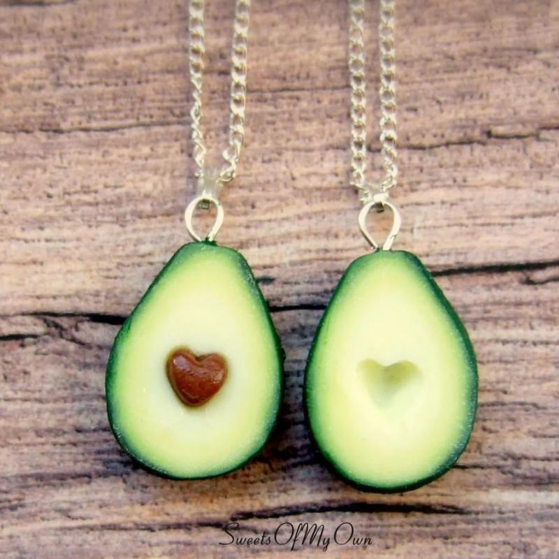 Avocado Heart BFF Charms - Set of 2 Halves - SweetsOfMyOwn