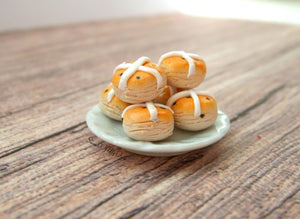 MTO - Miniature Hot Cross Buns - Doll House 1:12 Scale - SweetsOfMyOwn