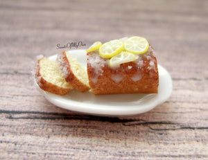 MTO - Miniature Lemon Drizzle Cake - Doll House 1:12 Scale - SweetsOfMyOwn