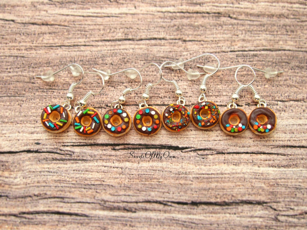 Chocolate Donuts Dangle Earrings - Choose your Style - MTO