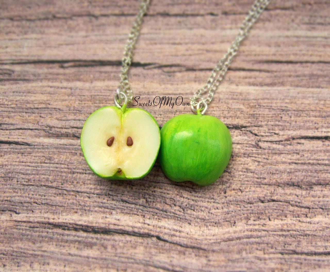 Green Apple Halves BFF Set - Charms/Necklaces/Keychains - MTO