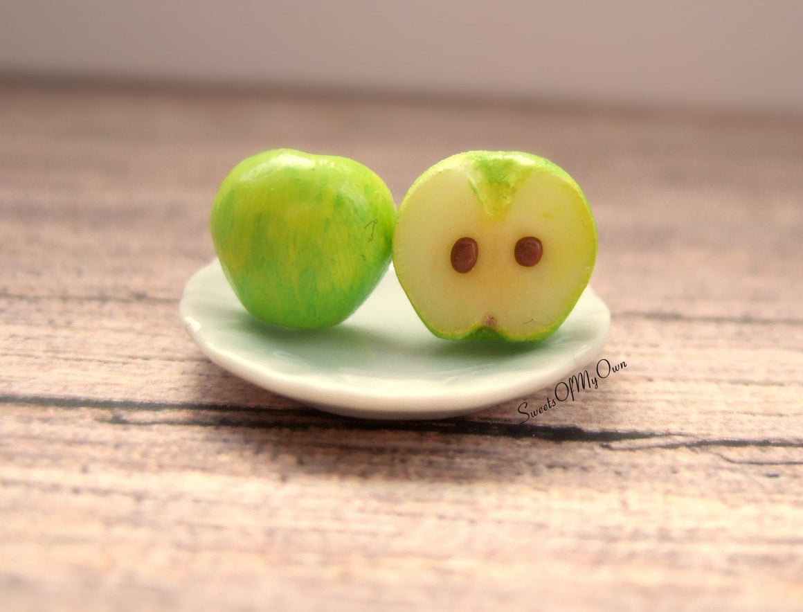 Green Apple Halves - Stud Earrings - MTO