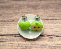 Thumbnail for Green Apple Halves - Stud Earrings - MTO