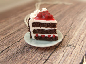 Black Forest Gateau Cake Charm - Necklace/Charm/Keychain - MTO