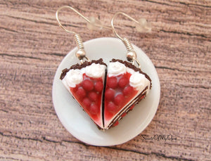 Black Forest Gateau Cake Slice - Dangle Earrings - MTO