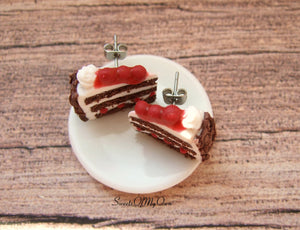 Black Forest Gateau Cake Slice - Stud Earrings - MTO