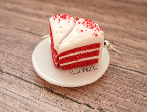Red Velvet Cake Slice - Dangle Earrings - MTO