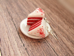 Red Velvet Cake Slice - Dangle Earrings - MTO