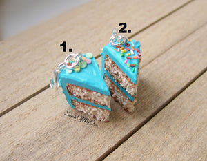 Turquoise Cake Slice Charm - SweetsOfMyOwn