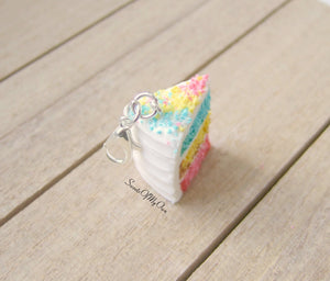 Spring Cake Slice - Charm/Necklace/Keychain - MTO