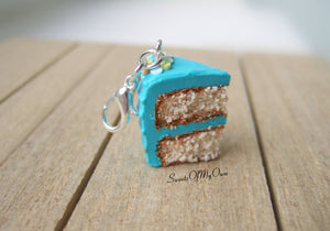 Turquoise Cake Slice Charm - SweetsOfMyOwn