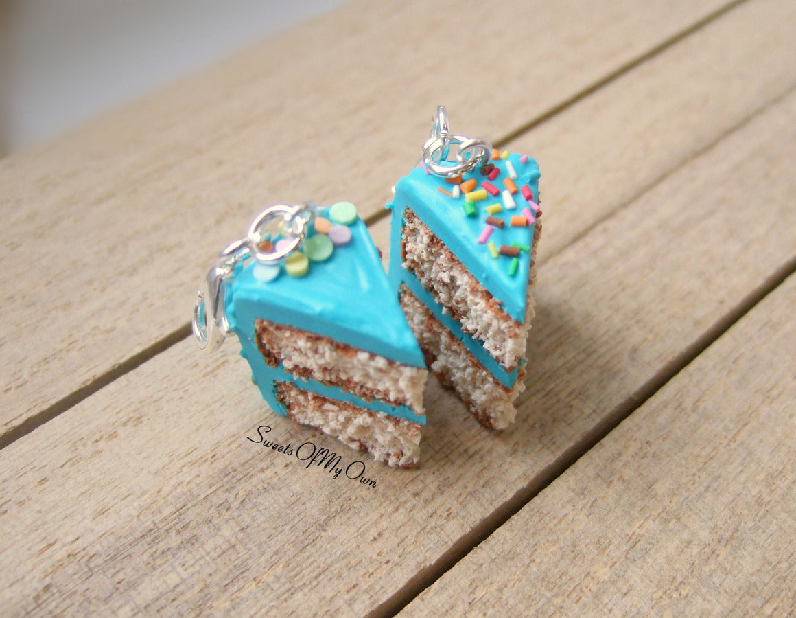 Turquoise Cake Slice Charm - SweetsOfMyOwn
