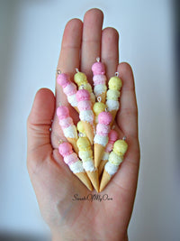 Thumbnail for Lemon Triple Scoop Ice Cream Cone Charm - SweetsOfMyOwn