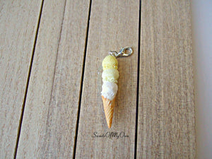 Lemon Triple Scoop Ice Cream Cone Charm - SweetsOfMyOwn