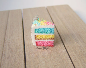 Spring Cake Slice - Charm/Necklace/Keychain - MTO