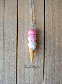 Thumbnail for Strawberry Triple Scoop Ice Cream Cone Charm - SweetsOfMyOwn