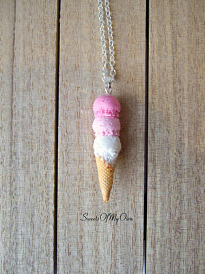 Strawberry Triple Scoop Ice Cream Cone Charm - SweetsOfMyOwn