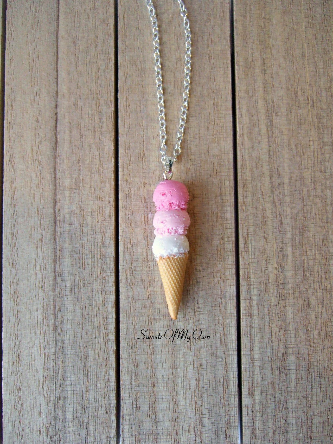 Strawberry Triple Scoop Ice Cream Cone Charm - SweetsOfMyOwn