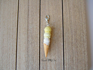 Lemon Triple Scoop Ice Cream Cone Charm - SweetsOfMyOwn