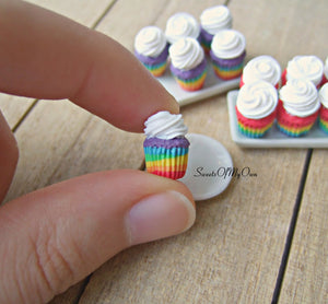 Rainbow Cupcakes Miniature 1:12 Scale - SweetsOfMyOwn