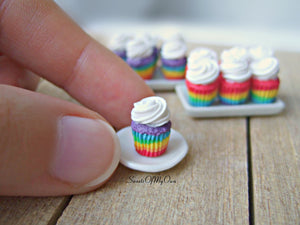 Rainbow Cupcakes Miniature 1:12 Scale - SweetsOfMyOwn