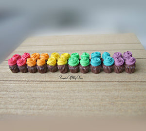 Miniature Chocolate Colourful Cupcakes 1:12 Scale - SweetsOfMyOwn