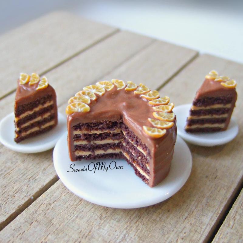 Chocolate Orange Cake Miniature 1:12 Scale - SweetsOfMyOwn
