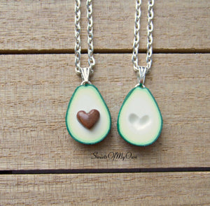 Avocado Heart BFF Charms (small) - Set of 2 Halves - SweetsOfMyOwn