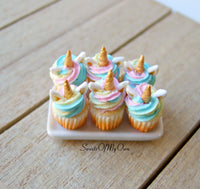 Thumbnail for MTO - Miniature Unicorn Cupcakes - Doll House 1:12 Scale - SweetsOfMyOwn