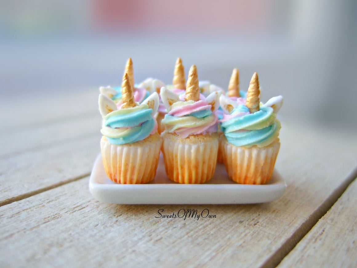 MTO - Miniature Unicorn Cupcakes - Doll House 1:12 Scale - SweetsOfMyOwn