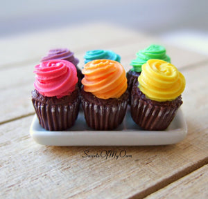 Miniature Chocolate Colourful Cupcakes 1:12 Scale - SweetsOfMyOwn