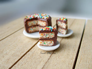 MTO - Chocolate Funfetti Cake Miniature - Dolls House 1:12 Scale - SweetsOfMyOwn