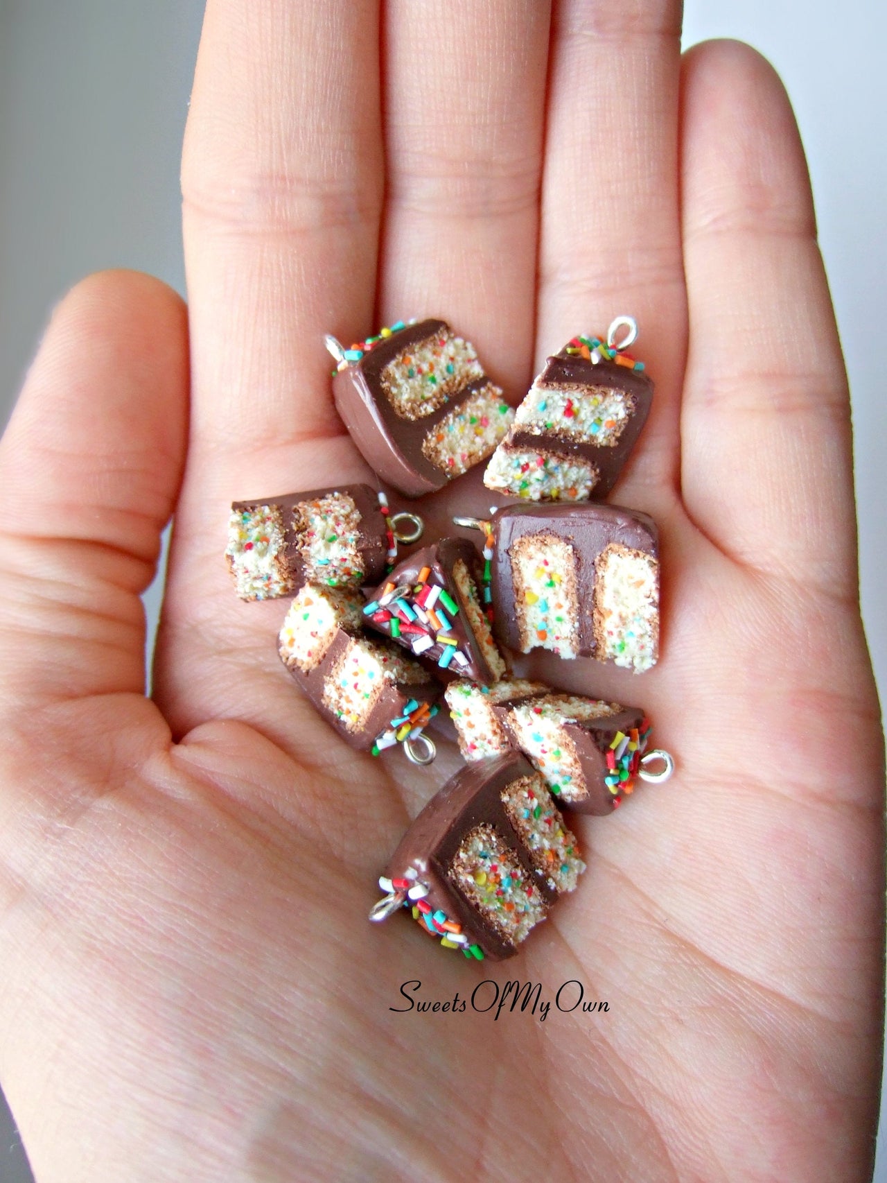 Chocolate Funfetti Cake Slice - Dangle Earrings - MTO