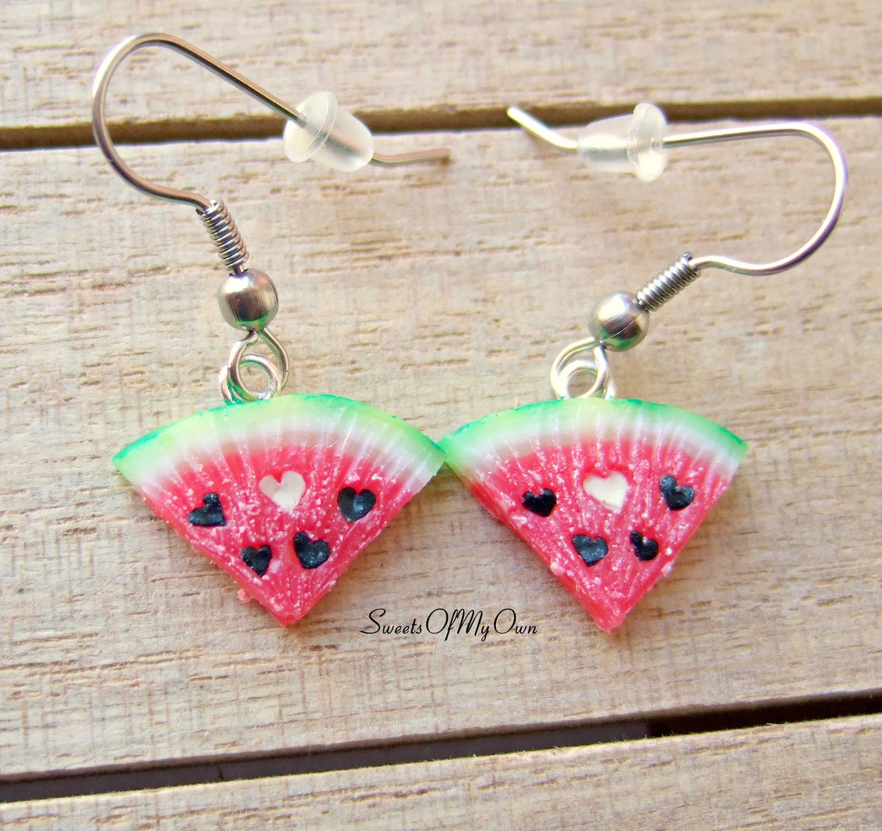 Watermelon Heart Seed - Dangle Earrings - MTO