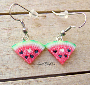 Watermelon Heart Seed - Dangle Earrings - MTO