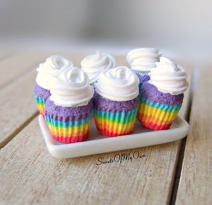 Rainbow Cupcakes Miniature 1:12 Scale - SweetsOfMyOwn