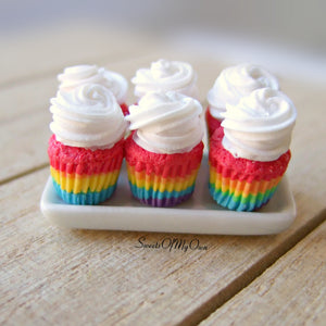 Rainbow Cupcakes Miniature 1:12 Scale - SweetsOfMyOwn