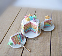 Thumbnail for MTO - Pastel Rainbow Star Cake Miniature - Doll House 1:12 Scale - SweetsOfMyOwn