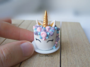 MTO - Smiling Unicorn Cake Miniature - Doll House 1:12 Scale - SweetsOfMyOwn