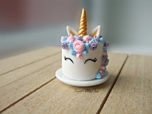 MTO - Smiling Unicorn Cake Miniature - Doll House 1:12 Scale - SweetsOfMyOwn