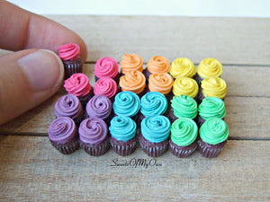 Miniature Chocolate Colourful Cupcakes 1:12 Scale - SweetsOfMyOwn