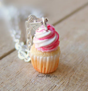 Strawberry and Vanilla Cupcake Charm (small) - Necklace/Charm - MTO