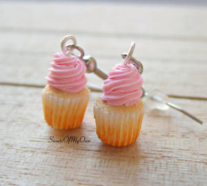 Pink Cupcake - Dangle Earrings - MTO
